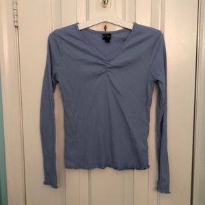 Long sleeve slight v-neck Henley long sleeves